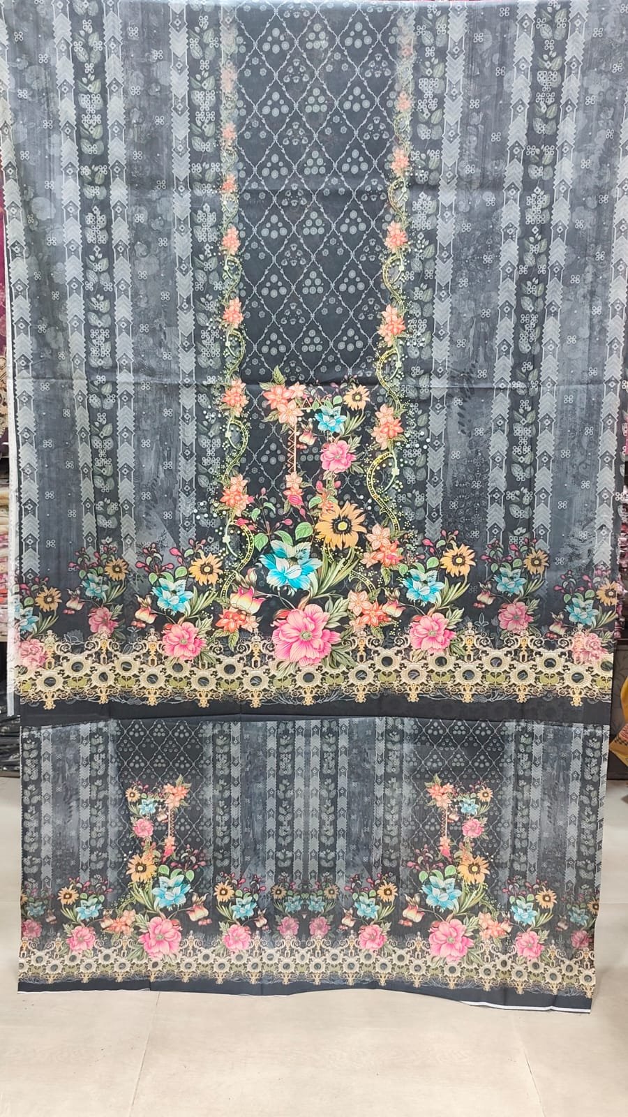 ZamZam Swiss Lown 100% Cotton - Black Ash Floral - Image 2