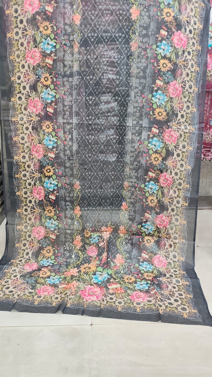 ZamZam Swiss Lown 100% Cotton - Black Ash Floral - Image 5